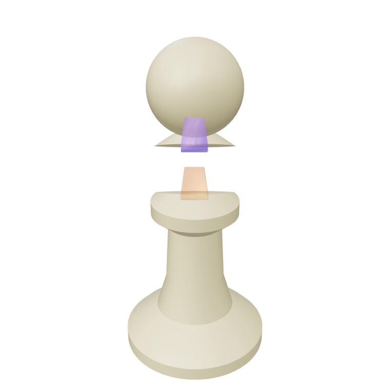 A model split into two pieces with a locking connector